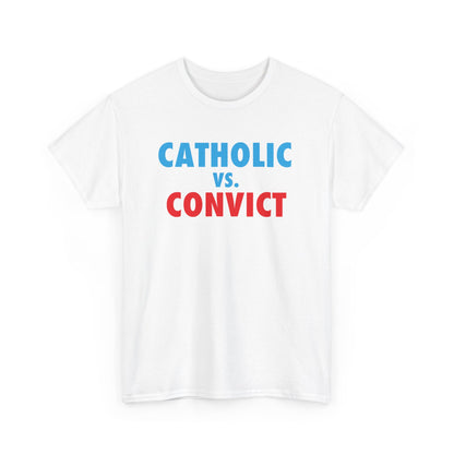 2024 Election Catholic Vs. Convict [Relaxed Fit] in White - Shirt on transparent background