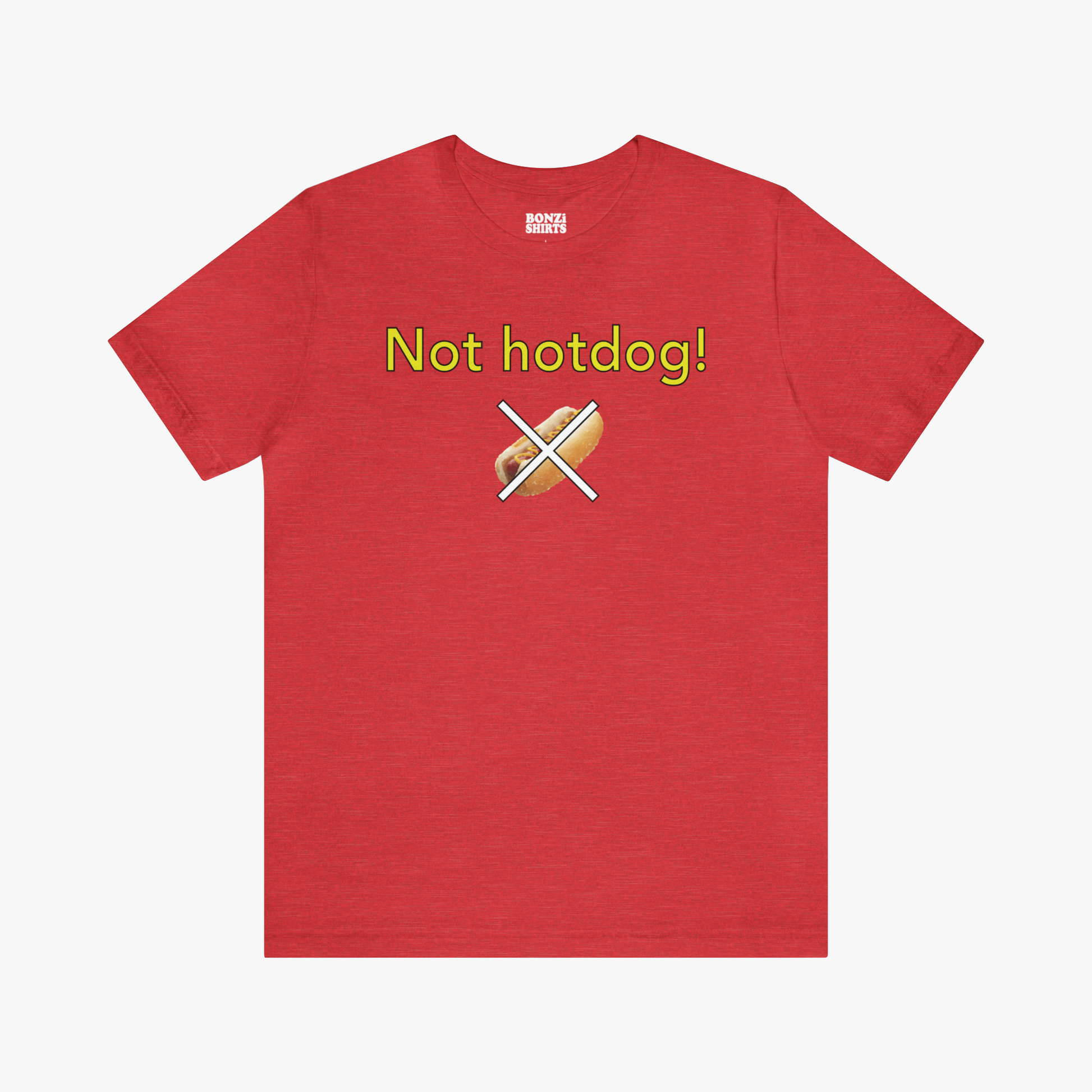 Silicon Valley Not Hotdog T-Shirt (Modern Fit) in Red - Flat Shirt