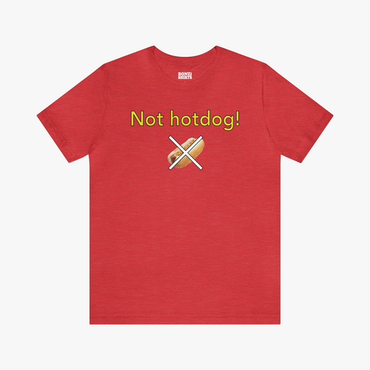 Silicon Valley Not Hotdog T-Shirt (Modern Fit) in Red - Flat Shirt