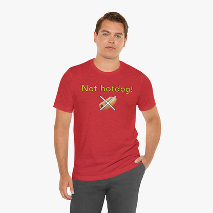 Silicon Valley Not Hotdog T-Shirt (Modern Fit) in Red - Male Model