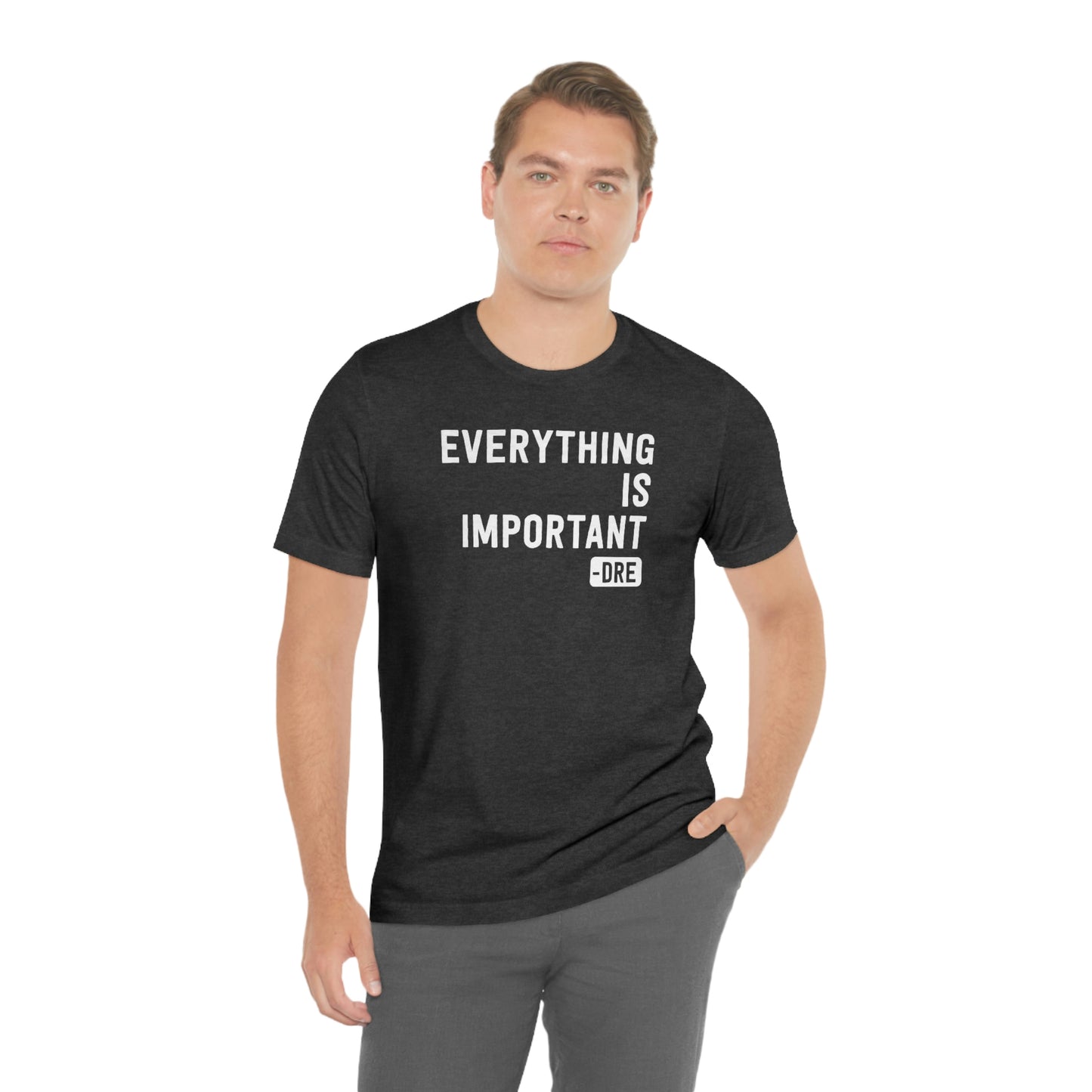 Everything Is Important (Dr. Dre) T-Shirt in Heather Dark Grey - Male Model